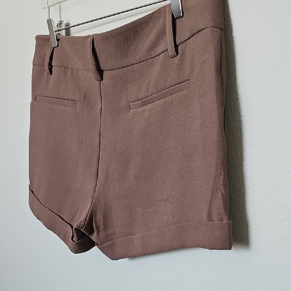 Kenneth Cole High Waist Taupe Dark Roast Brown Dressy Twill Shorts Size 12 - Picture 8 of 10
